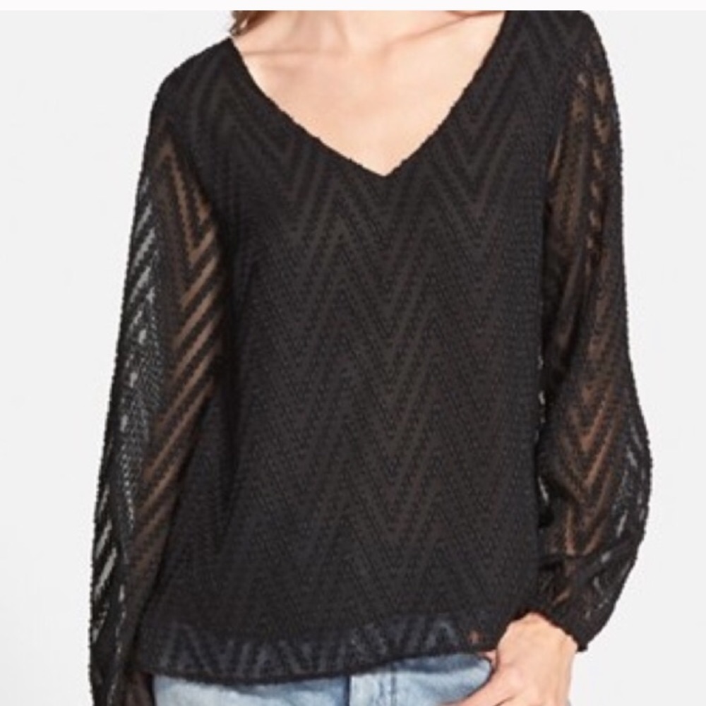 4SI3NNA Black Chevron Textured Blouse